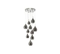 BHS Lighting BHS Carmella 10 light Cluster Pendant In Satin Chrome Finish With Smoked Glass