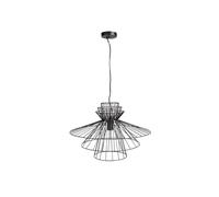 BHS Lighting BHS Grace Single Light Large Wire Pendant In Black Finish
