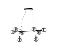 BHS Lighting BHS Hennock 8 Light Bar Pendant In Satin Black Finish With Smoke Glass