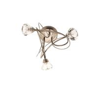 BHS Lighting BHS Marianne 3 Light Flush Ceiling Fitting in Antique Brass Finish with Clear Glass