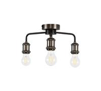 BHS Lighting BHS Mario 3 Light Semi Flush Industrial Ceiling Fitting In Pewter Finish