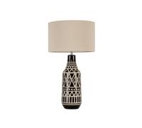 BHS Lighting BHS Odin Single Light Rustic Tribal Table Lamp In Black Finish With Natural Shade