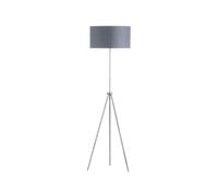 BHS Lighting BHS Pol Single Light Rise And Fall Tripod Floor Lamp In Brushed Steel Finish With Grey Shade