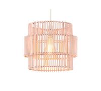 BHS Lighting BHS Rattan Double Cylinder Ceiling Pendant Shade In Matt Pink Finish