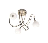BHS Lighting BHS Soni 3 Light Flush Ceiling Fitting In Antique Brass Finish With Frosted Glass