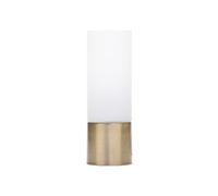 BHS Lighting BHS Tilly Single Light Cylinder Touch Table Lamp In Antique Brass Finish With White Glass