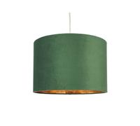 BHS Lighting BHS Velvet 30cm Ceiling Pendant Shade In Emerald Green And Brass Finish