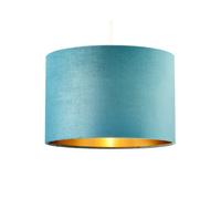 BHS Lighting BHS Velvet 30cm Ceiling Pendant Shade In Teal And Brass Finish