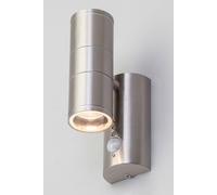 BHS Lighting Delting Up & Down Outdoor Wall Light with Sensor in Metallic Silver BHS Lighting Metallic Silver