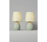 BHS Allium Ceramic Pair of Table Lamps - Green