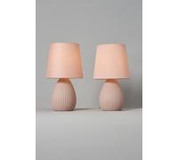 BHS Freya Teardrop Set Of 2 Ceramic Dusky Pink Table Lamps