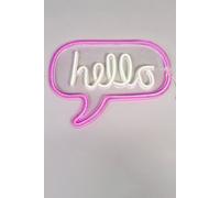 Glow Hello LED Neon Wall Light In Pink and White Finish