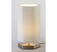 Litecraft Glow Hexagon Table Lamp With Grey Shade - Satin Chrome