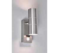 Bhs Lighting Jared Steel Outdoor Wall Light With Sensor In Metallic Silver Metallic Silver One Size