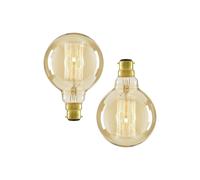 Bhs Lighting Pack Of 2 Gold Tint 40W B22 Bayonet Cap Globe Bulb Gold One Size