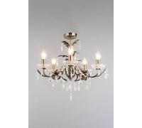 BHS Lighting BHS Paisley 5 Light Semi Flush Chandelier In Antique Brass And Clear Finish