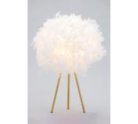 BHS Lighting BHS Plume Single Light Tripod Table Lamp In Brass Finish With White Feather Shade