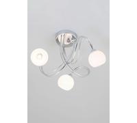 BHS Lighting BHS Soni 3 Light Flush Ceiling Fitting In Polished Chrome Finish With Frosted Glass
