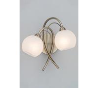 BHS Lighting BHS Soni 2 Light Wall Fitting In Antique Brass Finish With Frosted Glass