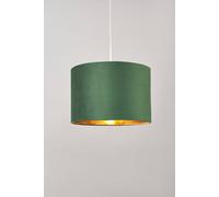 BHS Lighting BHS Velvet 30cm Ceiling Pendant Shade In Emerald Green And Brass Finish