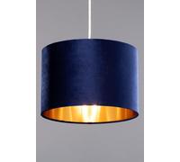 BHS Lighting Velvet Easy Fit Light Shade in Navy | Size: 30 cm diameter x 21 cm high BHS Lighting Navy 30 cm diameter x 21 cm high