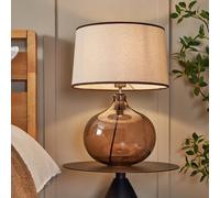 Bhs Petrice Natural Large Smoked Brown Glass Table Lamp