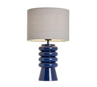BHS Rahya Ribbed Glass Blue Table Lamp