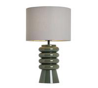 BHS Rahya Ribbed Glass Green Table Lamp