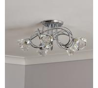 BHS Sagitarius Glass 5 Light Flush to Ceiling Light - Chrome
