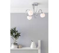 BHS Lighting BHS Soni 3 Light Flush Ceiling Fitting In Polished Chrome Finish With Frosted Glass