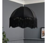 BHS Viena Velvet Fringed Lampshade - Black