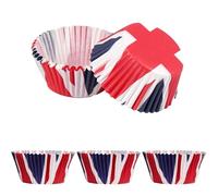 BHSTTNIXP 100 PCS Union Jack Cake Cups,British Flag Paper Baking Cases,80th VE Day Cake Decorations,Union Jack Cupcake Cases,Non-Toxic Odorless Mini Cupcake Cases