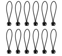 BHSTTNIXP 12 PCS Black Bungee Cords with Balls,Reusable Small Bungee Cord,Strong Elastic Ties for Tarpaulin Tent Marquee Banner Awning Shade Net
