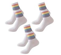 BHSTTNIXP 3 Pairs Rainbow Socks,Pride Accessories for LGTBQ Decorations,Comfortable Cotton Pride Socks for Women and Men Parade Decoration