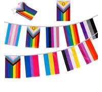 BHSTTNIXP 30 Pcs Rainbow Bunting,Pride Bunting,Pride Decorations,Pride Flags for LGBTQ,Trans Flag,Durable Plastic Rainbow Bunting Banner for Outdoor Indoor Decoration