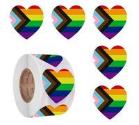 BHSTTNIXP 500 PCS Pride Stickers,Rainbow Stickers Pride Accessories for LGBTQ Parades and Events,Rainbow Flag Heart Shaped Pasters on a Roll