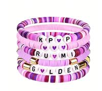 BHSTTNIXP 6Pcs Kpop Bracelets, Colourful Stackable Friendship Bracelets for Girls Kids Teens, Letter Bead Bracelet Perfect Birthday Christmas Stocking Filler Gifts for Kpop Fans Daughters