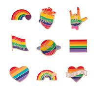 BHSTTNIXP 9pcs Pride Pin Badge,Trans Badge Pin,Pride Accessories for LGBTQ,Rainbow Pins Badges,Commemorative Metal Rainbow Brooch,Anti-slip Fixed Pride Brooch for Clothes Bags Hats Backpacks