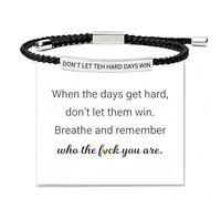 BHSTTNIXP Inspirational Bracelets, Dont Let the Hard Days Win Bracelet, Adjustable Rope Bracelets, Strength Encouraging Jewelry Gifts for Women Family Friends and Daily Wear