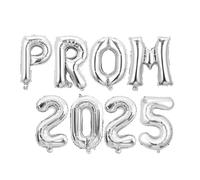 BHSTTNIXP PROM 2025 Balloon Set,Graduation Decorations Party Balloons,Prom Decoration 2025 for Outdoor Indoor,Silver