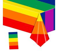 BHSTTNIXP Rainbow Table Cloth,Pride Decorations,Waterproof Rectangular Pride Tablecloth Rainbow Tablecover,Durable Plastic Table Cover,Pride Decorations for LGBTQ Party Decoration,54x108 Inches