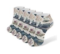 BHTGTRFDTD Ankle Socks 5 Pairs Sea Whales And Dolphins Jellyfish Low Cut Athletic Socks For Men Women