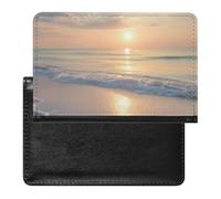 BHTGTRFDTD Passport Cover Case Beach Scene Sunset Landscape Pu Leather Passport Holder Cover with Card Slot