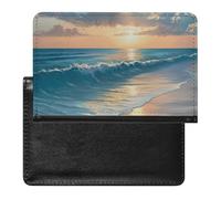 BHTGTRFDTD Passport Cover Case Beach Scene Sunset Landscape Pu Leather Passport Holder Cover with Card Slot