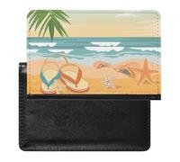 BHTGTRFDTD Passport Cover Case Beach Side Flip Landscape Pu Leather Passport Holder Cover with Card Slot