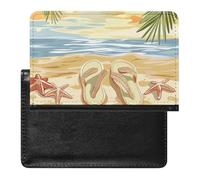 BHTGTRFDTD Passport Cover Case Beach Side Flip Landscape Pu Leather Passport Holder Cover with Card Slot