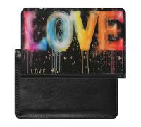 BHTGTRFDTD Passport Cover Case Butterflies Word Love Colorful Pu Leather Passport Holder Cover with Card Slot