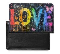 BHTGTRFDTD Passport Cover Case Butterflies Word Love Colorful Pu Leather Passport Holder Cover with Card Slot