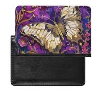 BHTGTRFDTD Passport Cover Case Butterfly Purple Background Pu Leather Passport Holder Cover with Card Slot