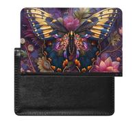BHTGTRFDTD Passport Cover Case Butterfly Purple Flowers Pu Leather Passport Holder Cover with Card Slot